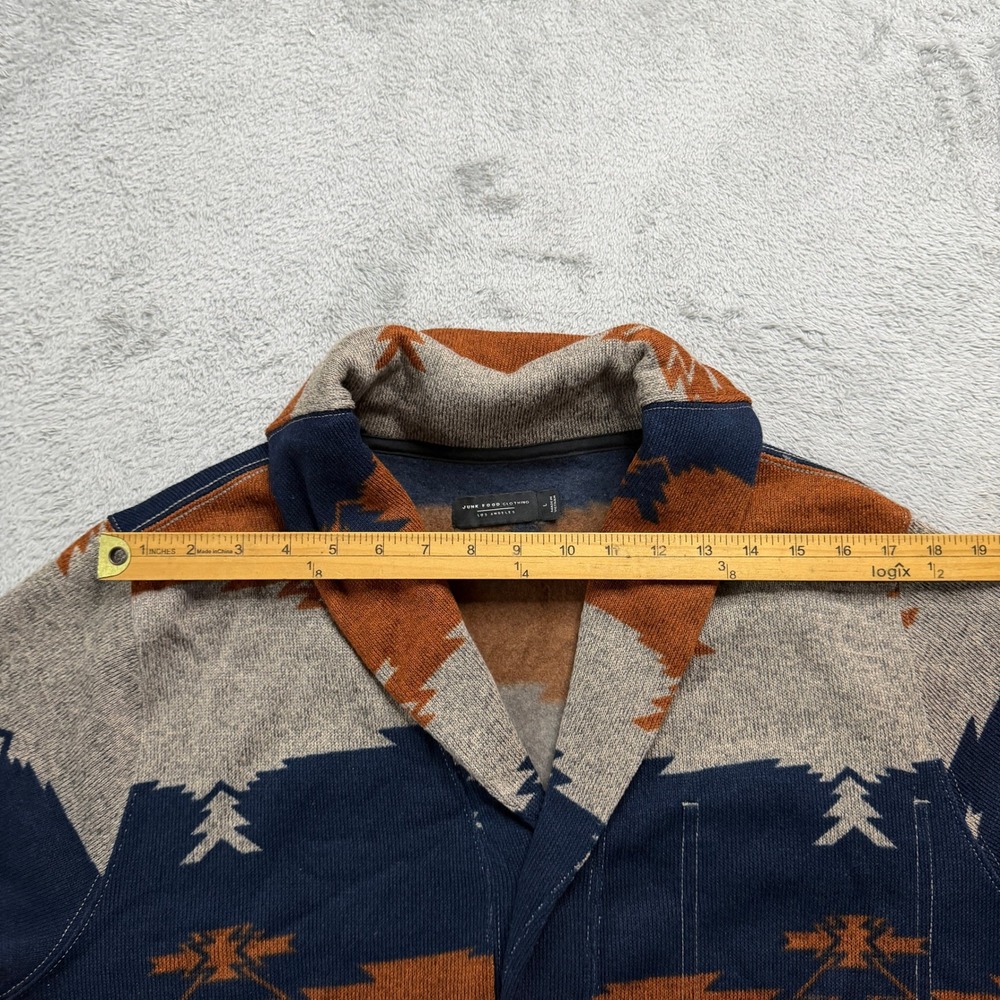 Junk Food Clothing Southwestern Shawl Collar Cardigan Rust Navy 12MJK696 Mens L - Picture 8 of 9